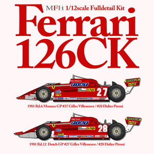 1/12 Model Factory Hiro MFH Ferrari 126 CK Full Detail Model Kit Version B K530