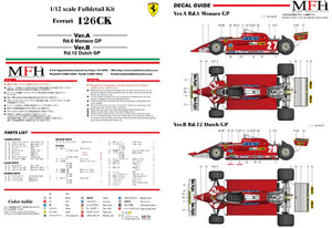 1/12 Model Factory Hiro MFH Ferrari 126 CK Full Detail Model Kit Version C K639