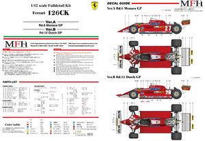 1/12 Model Factory Hiro MFH Ferrari 126 CK Full Detail Model Kit Version E K641