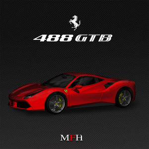 1/12 Model Factory Hiro MFH Ferrari 488 GTB Proportion Model Kit Version B K598